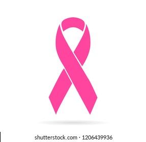 Breast Cancer Awareness.Pink Ribbon Flat Design. Vector Illustration