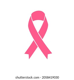 breast cancer awareness.Pink ribbon flat design. Vector illustration isolated on white background