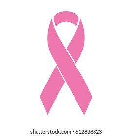 conciencia del cáncer de mama. Diseño plano de cinta rosa. Ilustración del vector