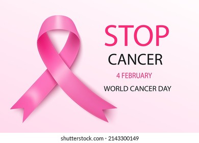 Breast cancer awareness.Realistic pink ribbon.Vector illustration.
