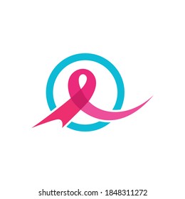 Breast cancer awareness,ribbon logo vector template