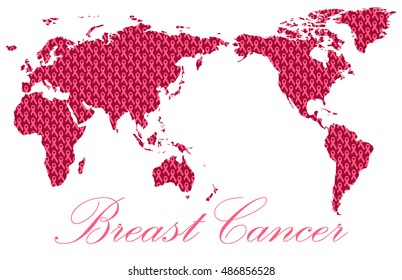 breast cancer awareness,World map and triangle ribbon composition