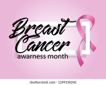 breast cancer awarness month poster illustration  realistic pink ribbon design