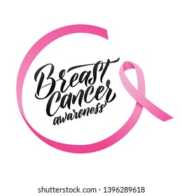 Breast Cancer Awereness. Pink Ribbon Breast Cancer Awareness Vector Illustration