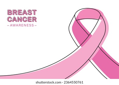 Breast cancer background with pink awareness ribbon, vector illustration design  