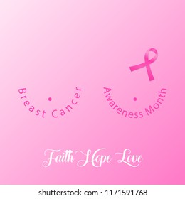 Breast Cancer Background With Pink Ribbon. Beast Cancer Awareness Month Banner. Vector EPS 10.