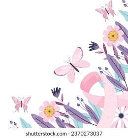 Breast Cancer Background with Pink Ribbon Illustration