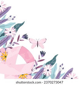 Breast Cancer Background with Pink Ribbon Illustration