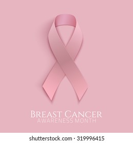 Breast cancer background with pink ribbon. Vector illustration.