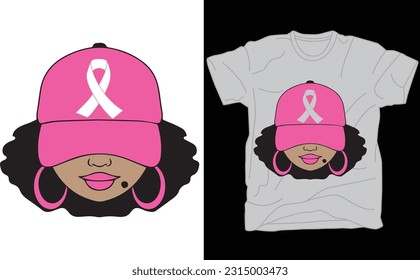 Breast Cancer Black Woman Shirt, Cancer Research T-Shirt, Cancer Ribbon Shirt, Cancer Awareness Tee, Black Woman Shirt, Afro Woman T-Shirt