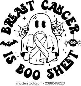 Breast Cancer Is Boo Sheet, Breast Cancer Awareness, Pink Ribbon, Halloween Breast Cancer, Breast Cancer Halloween Ghost, Silhouette