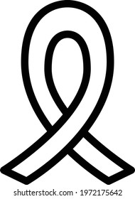 breast cancer bow vector thin line icon