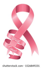 breast cancer campaign ribbon with calligraphy vector illustration design