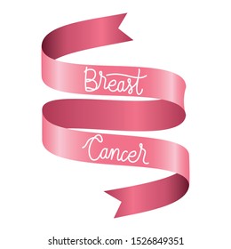 breast cancer campaign ribbon with calligraphy vector illustration design