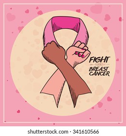 Breast Cancer concept with fight icons design, vector illustration 10 eps graphic.