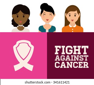 Breast Cancer concept with fight icons design, vector illustration 10 eps graphic.
