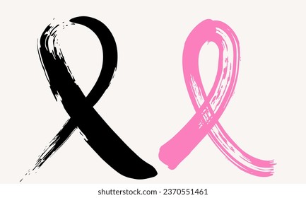 Día del cáncer de mama, elemento de la cinta del Mes de Conciencia sobre el Cáncer de Mama. Cinta de crayón rosa dibujada a mano. 15 de octubre. símbolo de concienciación, para volante y afiche