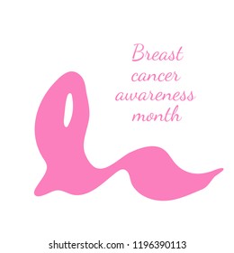 Breast cancer day. Hand drawn pink crayon ribbon. 15 October. Watercolor awareness symbol, vector illustration, isolated. Design template for flyer and poster.