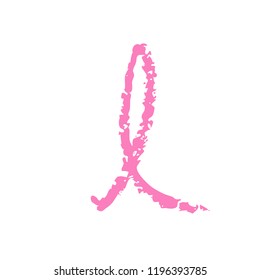 Breast cancer day. Hand drawn pink crayon ribbon. 15 October. Watercolor awareness symbol, vector illustration, isolated. Design template for flyer and poster.