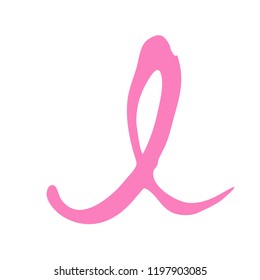 Breast cancer day. Hand drawn pink crayon ribbon. 15 October. Watercolor awareness symbol, vector illustration, isolated. Design template for flyer and poster.