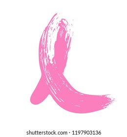 Breast cancer day. Hand drawn pink crayon ribbon. 15 October. Watercolor awareness symbol, vector illustration, isolated. Design template for flyer and poster.