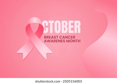 Breast Cancer Day October 19th awareness month. With ribbon and woman silhouette illustration pink rose color tone