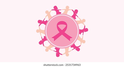Breast Cancer Day Support Holding Hands Illustration 