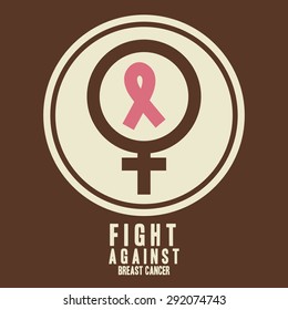 Breast cancer design over brown background, vector illustration