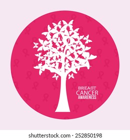 Breast cancer design over pink background, vector illustration.