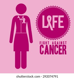 Breast cancer design over pink background, vector illustration