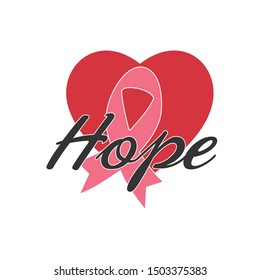 Breast cancer HOPE vector design. Fight against cancer, pink ribbon, breast cancer awareness symbol. Breast cancer awareness program vector template design. 