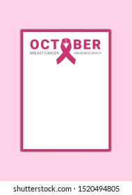 Breast Cancer icon with Pink ribbon on background. For Banner or card illustration Vector