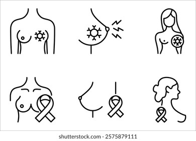 Breast Cancer icon set, diagnostic and treatment, Medical icons. vector illustration on white background