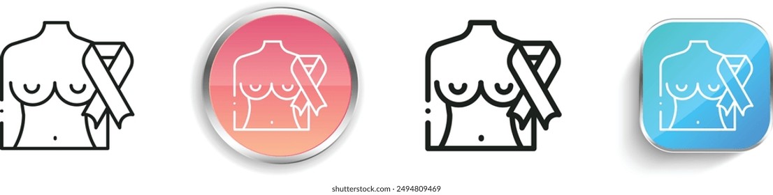 breast cancer icon. Thin Linear, Regular and Button Style Design Isolated On White Background