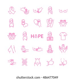 breast cancer icons, stock vector set for your design