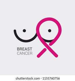 breast cancer logo. Message for women to keep their health, visit doctor regularly. Medical vector design. logo icon banner poster advertising booklet in clinic. for World Cancer Day. Vector isolated