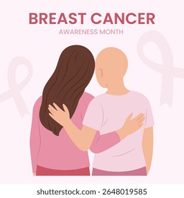 Câncer de mama Mês com uma fita rosa. Dia Internacional do Câncer de Mama. Ilustração vetorial