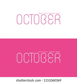 Breast Cancer October Awareness Month Typographical Campaign Background.Women health vector design.Breast cancer awareness logo design.Breast cancer awareness month icon.Realistic pink ribbon.Vector