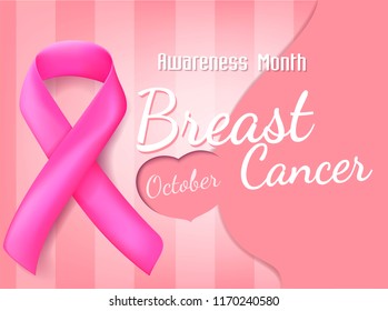 Breast Cancer October Awareness Month Campaign Background with paper pink ribbon symbol