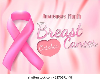 Breast Cancer October Awareness Month Campaign Background with paper pink ribbon symbol