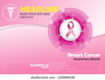 Breast Cancer October Awareness Month Campaign Background template and pink ribbon symbol. Women health vector design