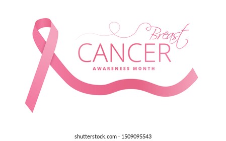 Breast cancer october awareness month pink ribbon  spring poster background,vector illustration