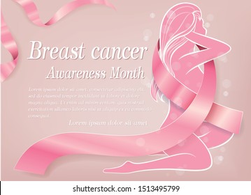 Breast Cancer October Awareness Month background with pink ribbon symbol. Designated as “Mature Content.”