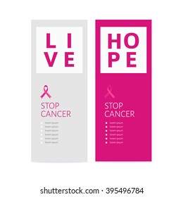 Breast Cancer October Awareness Month Campaign Banners or Cards. Healthcare and medicine concept with pink ribbon sign. Vector illustration