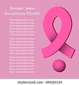Breast Cancer October Awareness Month Campaign Background with pink ribbon symbol. Women health vector design