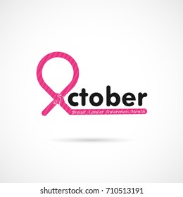 Breast Cancer October Awareness Month Campaign Background.Women health vector design.Breast cancer awareness logo design.Breast cancer awareness month icon.Realistic pink ribbon.Pink care logo.