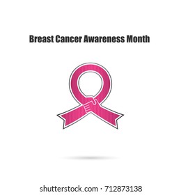 Breast Cancer October Awareness Month Campaign Background.Women health vector design.Breast cancer awareness logo design.Breast cancer awareness month icon.Realistic pink ribbon.Pink care logo