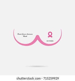 Breast Cancer October Awareness Month Campaign Background.Women health vector design.Breast cancer awareness logo design.Breast cancer awareness month icon.Realistic pink ribbon.Pink care logo