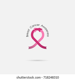 Breast Cancer October Awareness Month Campaign Background.Women health vector design.Breast cancer awareness logo design.Breast cancer awareness month icon.Realistic pink ribbon.Vector illustration