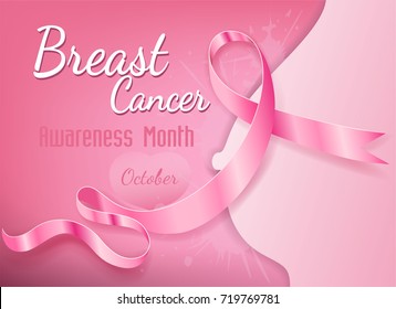 Breast Cancer October Awareness Month Campaign Background with paper pink ribbon symbol